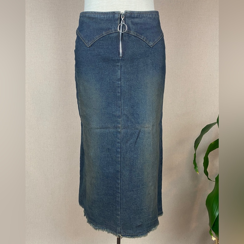 VINTAGE Y2K Monteau Denim Skirt with Front Zipper